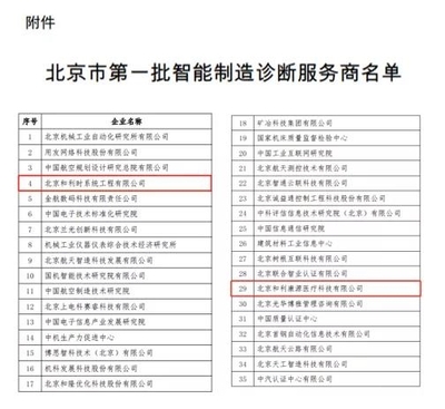 和利時(shí)成功入選北京市首批智能制造診斷服務(wù)商，以專業(yè)技術(shù)咨詢服務(wù)賦能產(chǎn)業(yè)升級(jí)